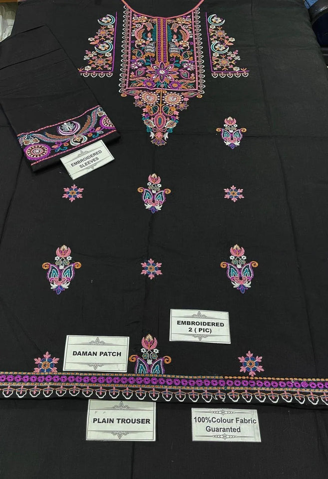 2 Pcs Women's Unstitched Embroidered Suit