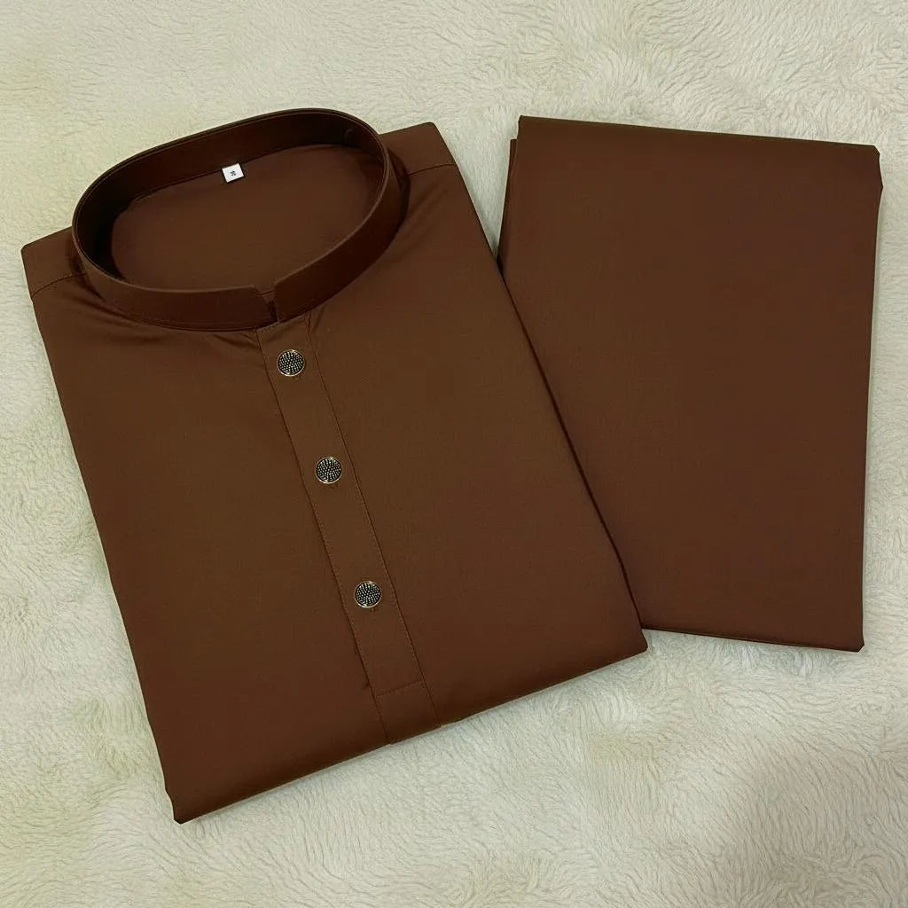 2 Pcs Men’s Stitched Wash And Wear Plain Kurta Pajama