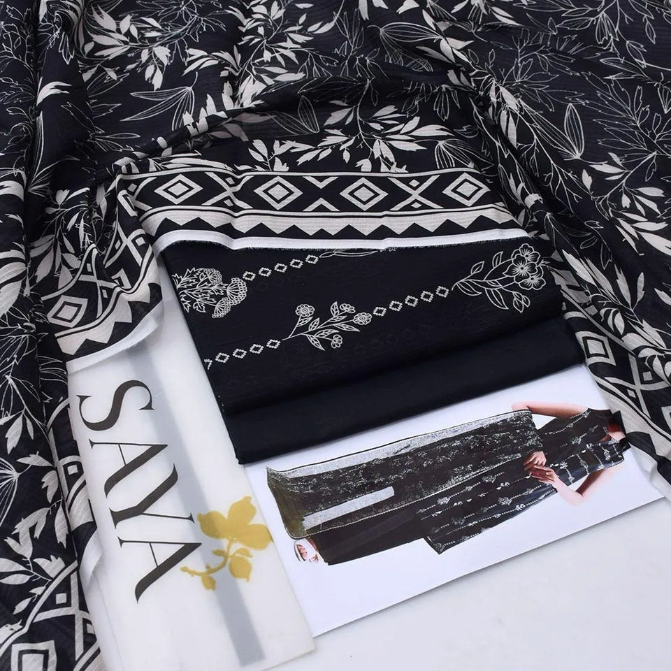 3 Pcs Women's Unstitched Printed Suit