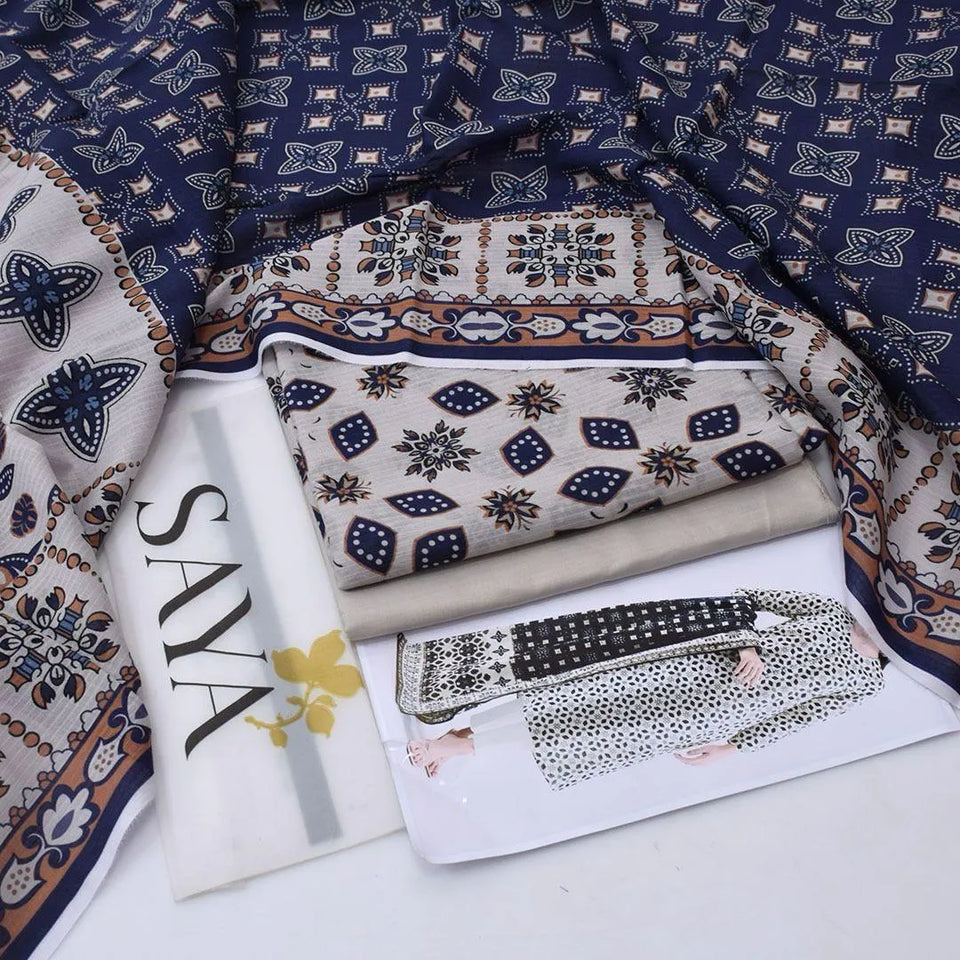 3 Pcs Women's Unstitched Printed Suit