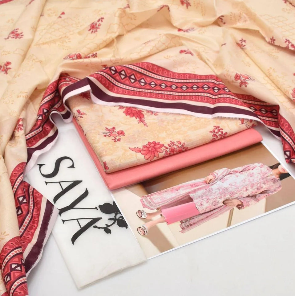 3 Pcs Women's Unstitched Printed Suit