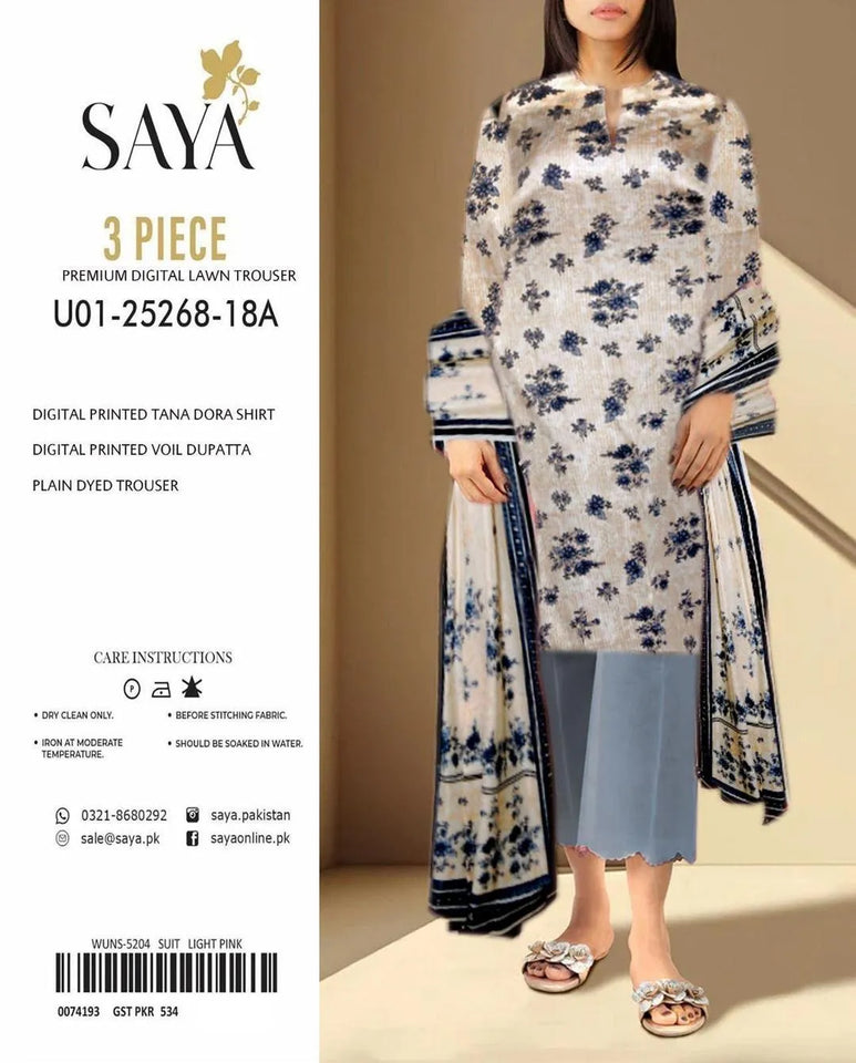 3 Pcs Women's Unstitched Printed Suit