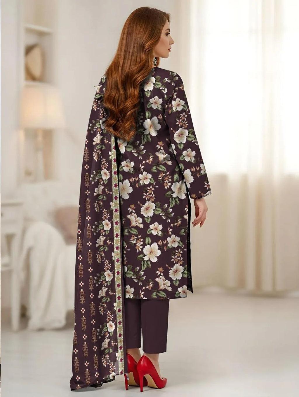 3 Pcs Women's Unstitched Printed Suit