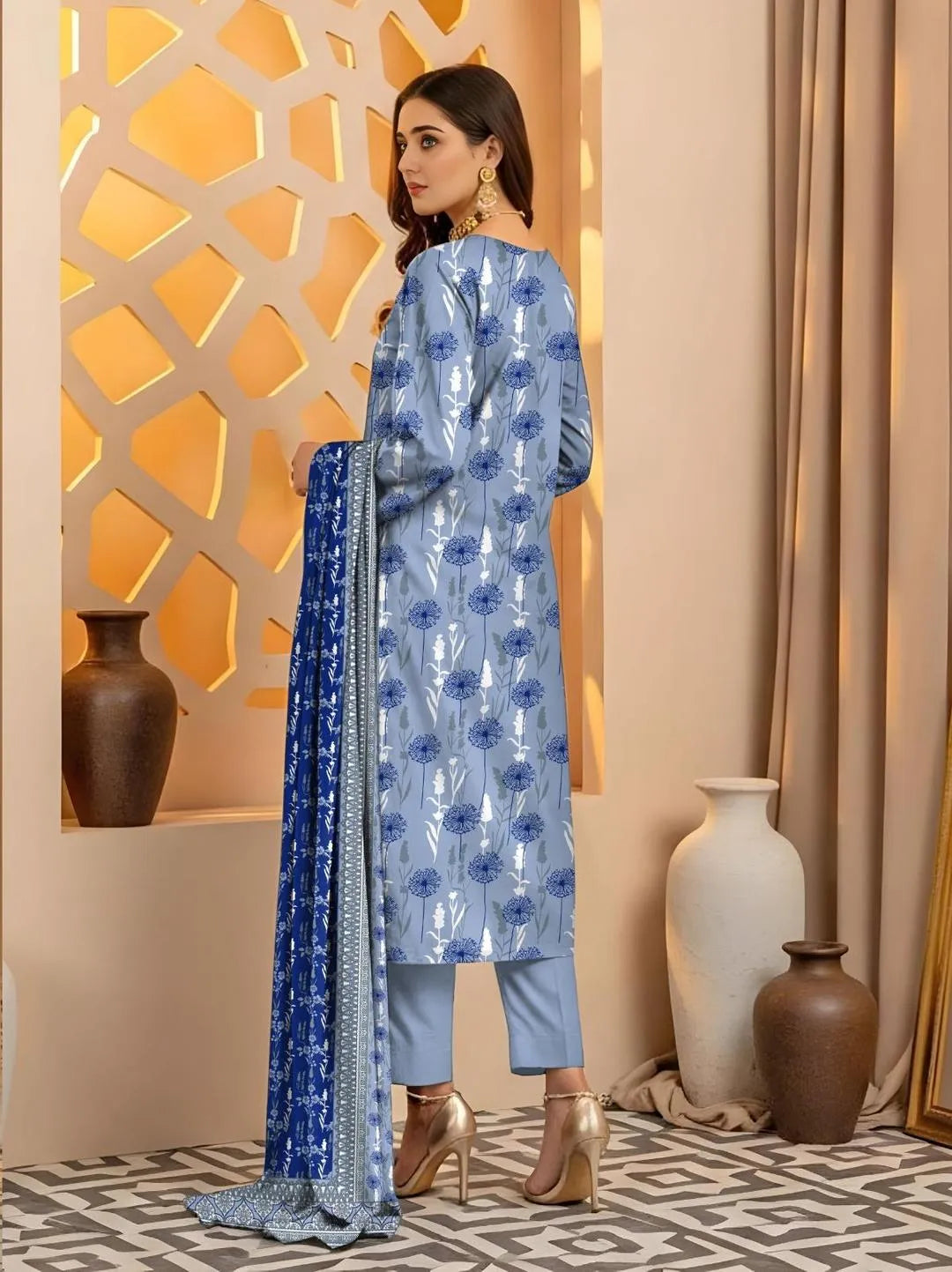 3 Pcs Women's Unstitched Printed Suit