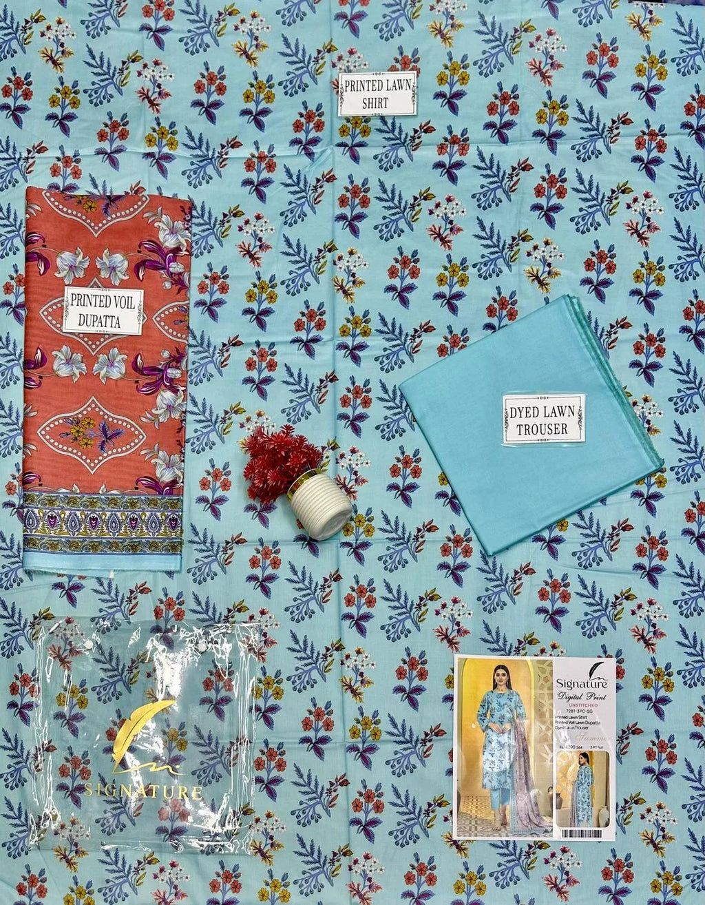 3 Pcs Women's Unstitched Printed Suit