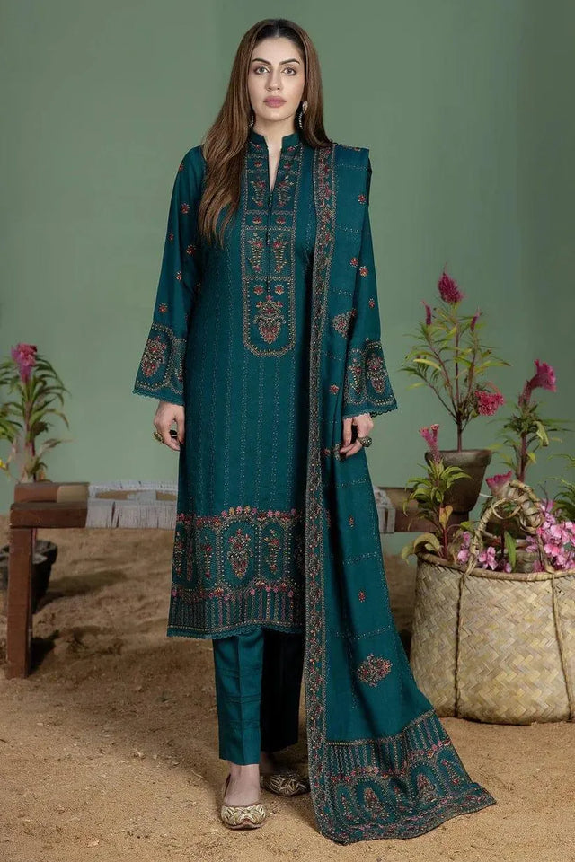 3 Pcs Women's Unstitched Embroidered Suit