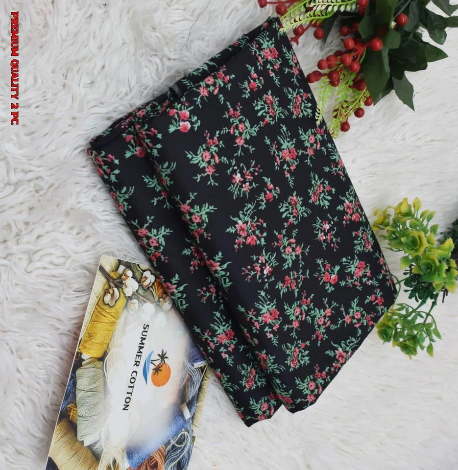 2 Pcs Women's Unstitched Printed Suit Summer collection