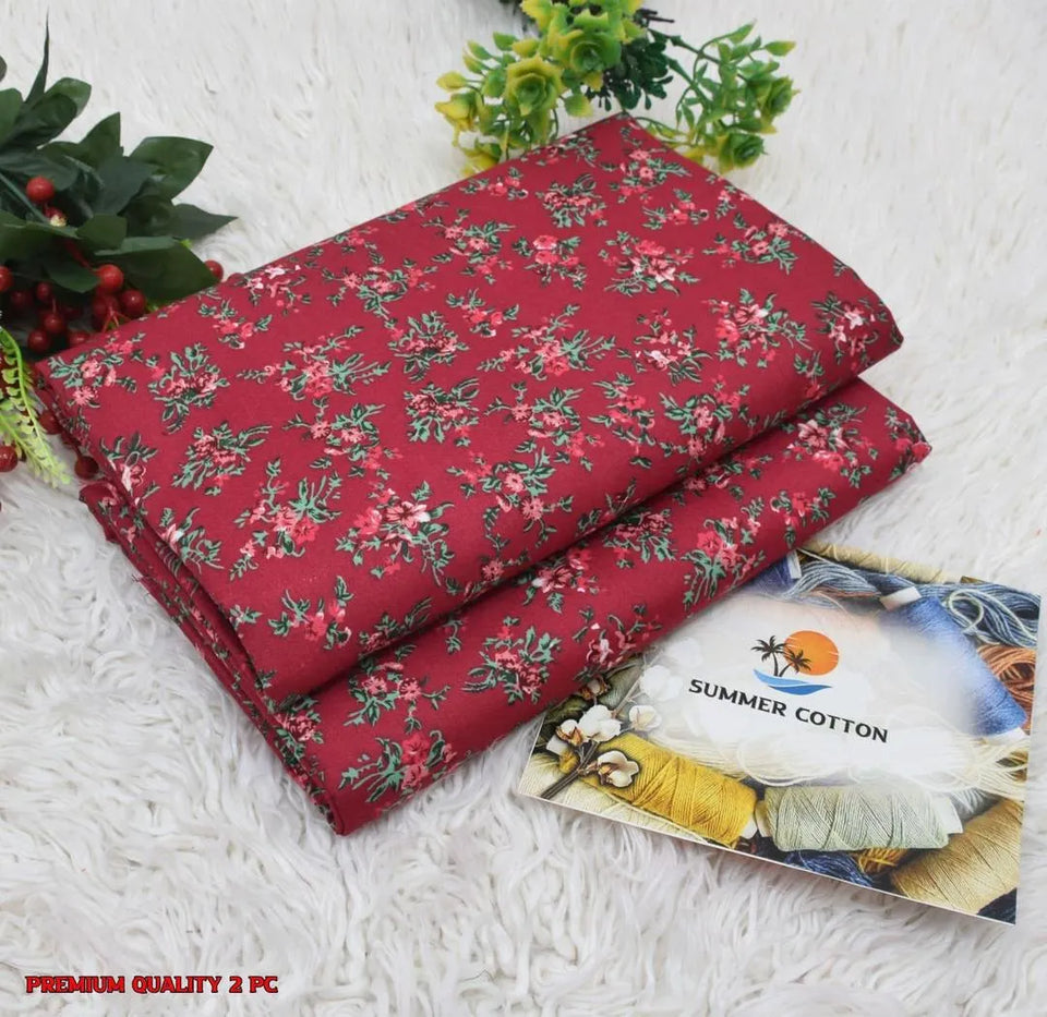 2 Pcs Women's Unstitched Printed Suit Summer collection