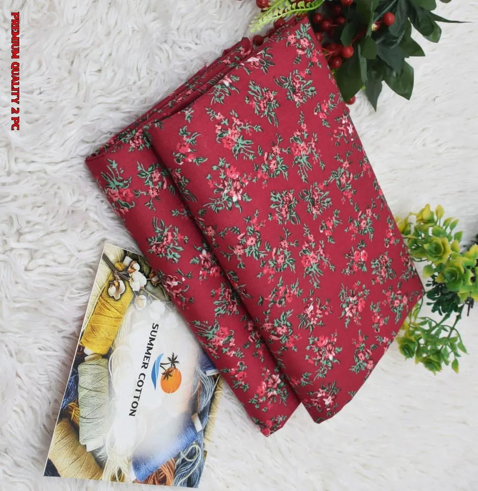 2 Pcs Women's Unstitched Printed Suit Summer collection