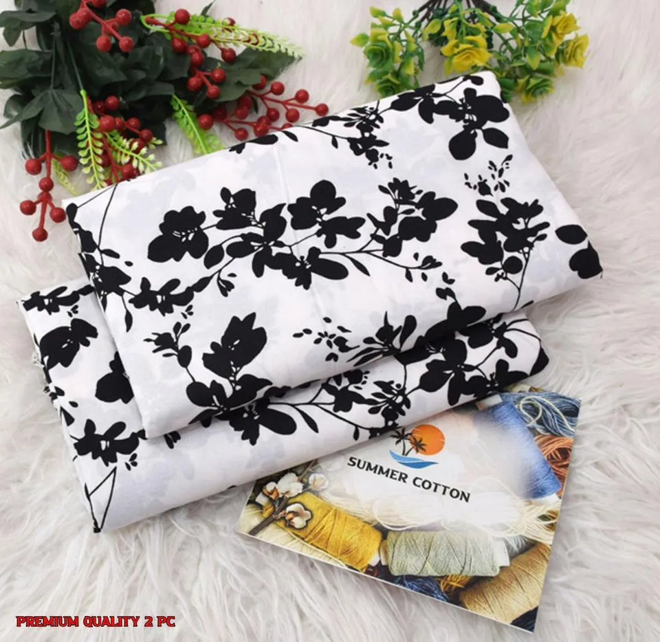 2 Pcs Women's Unstitched Printed Suit Summer collection