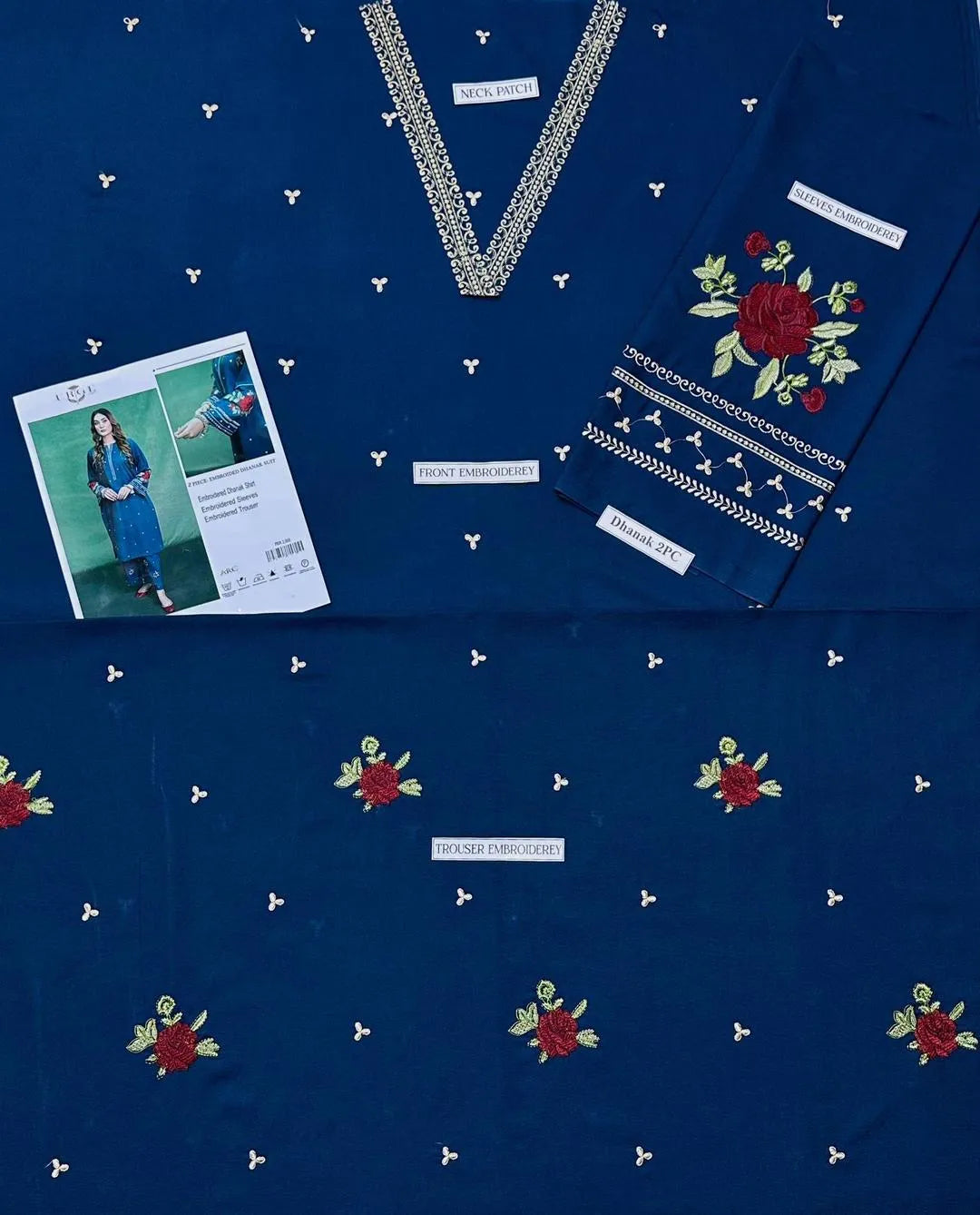 2 Pcs Women's Unstitched Embroidered Suit